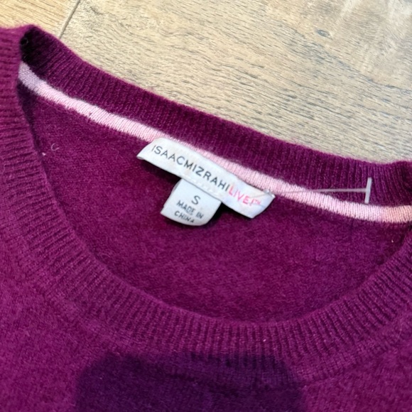 Isaac Mizrahi Small 100% Cashmere Plum Long Sleeve Sweater - Picture 2 of 4